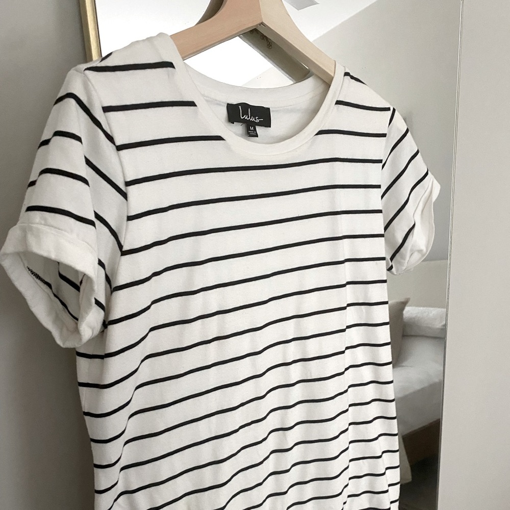 Lulus White Striped Shirt Dress